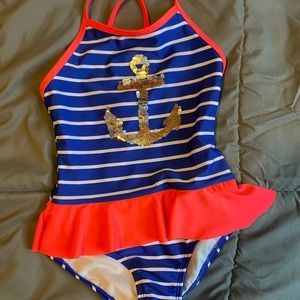 Girls sequin anchor swim suit